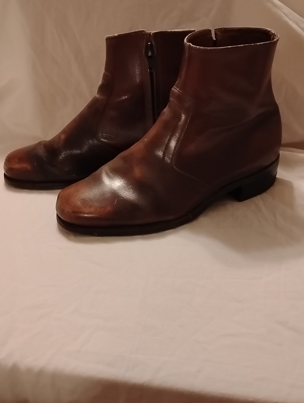 Vtg The Florsheim Shoe Short Boots Mens Leather 7 Chestnut Brown Zip Boot